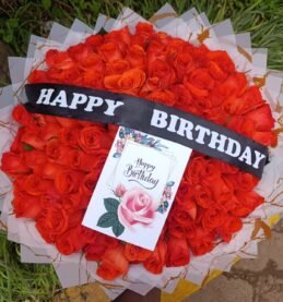 100pcs of orange roses birthday bouquet by blessline flowers